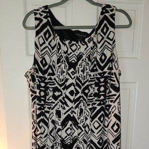 sleeveless black & white dress with splash of color
